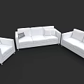 Modern White Sofa Set With Three Seater Two Seater Armchair And Cushions