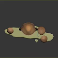 Nature Inspired Wooden Character With Conical Hat Green Cloth Sash And Small Mushrooms