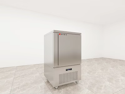 Stainless Steel Commercial Freezer with Wheels and Control Panel in Modern Commercial Kitchen Facility 3d model