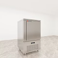 Stainless Steel Commercial Freezer with Wheels and Control Panel in Modern Commercial Kitchen Facility