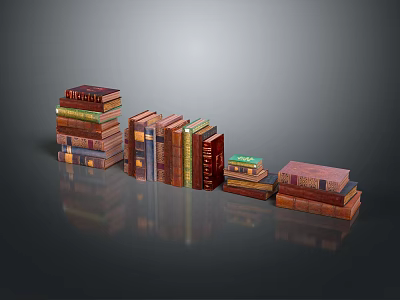Stacked Books With Various Colored Covers And Reflective Surfaces 3d model