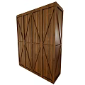 Wooden Wardrobe With Crossed Panel Design Dark Brown Finish And Sturdy Structure