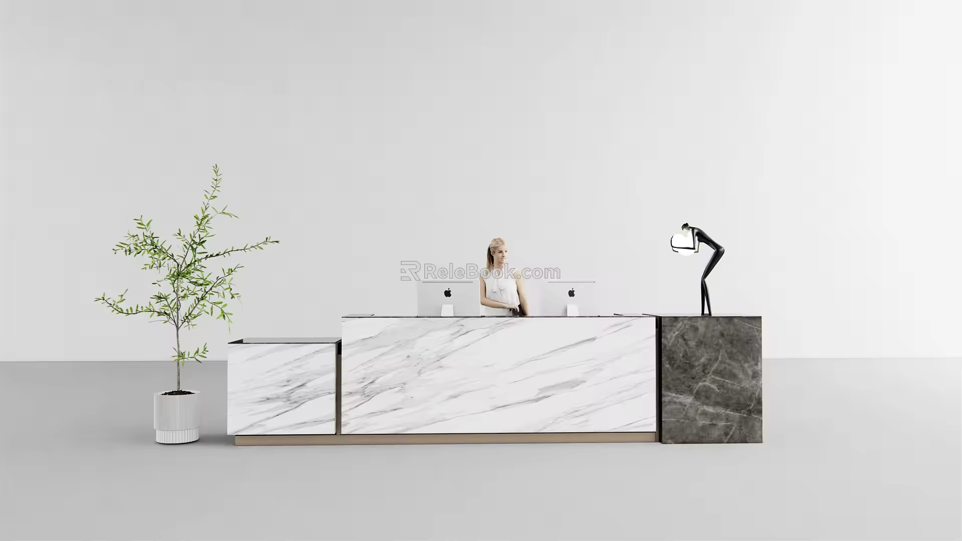 Modern Reception Desk Company Front Desk 3d model