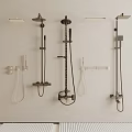 Various Modern Shower Head Systems Featuring Fixed and Handheld Wall Mounted Designs 3d model