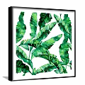 Green Tropical Leaf Botanical Plant Painting In Black Frame On White Wall