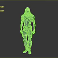 3D Rendered Black Armor Character With Gold Accents In Standing Pose