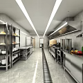 Modern Kitchen Interior Featuring Stainless Steel Kitchen Appliances Cabinets And Counter Spaces