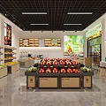Modern Fruit Store Interior Design With Fresh Fruit Display Stands And Bright Overhead Lights