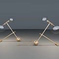 Modern Adjustable Desk Lamps With Golden Stands Transparent Shades And Spherical Bases