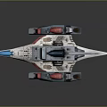Sci Fi Spaceship Model With Gray Body Red Details And Wing Structure 3d model