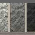 Modern Textured Stone Background Wall With Vertical Dividers And Natural Patterns 3d model