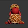 Cute Game Movie Character With Leaf On Head Holding Wooden Barrel And Small Orange Ball