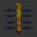 Yellow Rocket Model With Segmented Structure And Blue Solar Panels