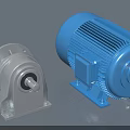 Industrial Equipment with Blue and Silver Electric Motors for Industrial Machinery