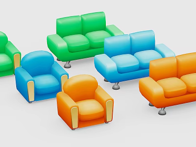 Colorful Multi Seater Sofa With Modern Design And Various Colors Upholstery Options 3d model