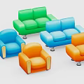Colorful Multi Seater Sofa With Modern Design And Various Colors Upholstery Options