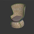 Modern Woven Leisure Chair With Gray Cushion And Curved Back Design For Comfortable Seating