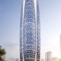 Tall Modern Office Building Exterior With Diamond Shaped Glass Curtain Wall Design