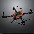 Orange Black Quadruple Rotor Drone For Space Exploration Aerial Missions