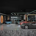 Modern Retail Store Interior With Sofa Bar Seating Glass Walls And Lighting Design
