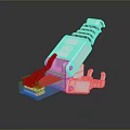 White Ethernet RJ45 Connector Plug With Transparent Red Wire Section 3d model