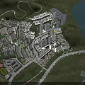 Aerial Planning of Modern Urban Community with High Rise Buildings Green Spaces and Water Area