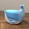 Whale Shaped Kids Chair With Blue Cushion And White Body Design