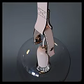 Modern Transparent Glass Chandeliers With White Leather Straps And Illuminated Bulbs