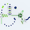 Green And White Playground Equipment With Slides Climbing Frames Swings And Rotating Rings
