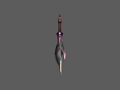 Ornate Decorative Sword Featuring Vibrant Colorful Blade And Intricate Hilt Design 3d model