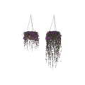 Hanging Purple Flower Baskets Decorative Plant Arrangement With Cascading Vines