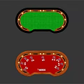 Red Green Felt Top Entertainment Tables With Poker Cards For Game Night Use