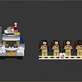 Detailed Lego Ghostbusters Vehicle with Minifigures in Yellow Uniforms and Roof Equipment
