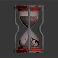 Red Framed Hourglass With Transparent Glass And Red Sand Metal Stand