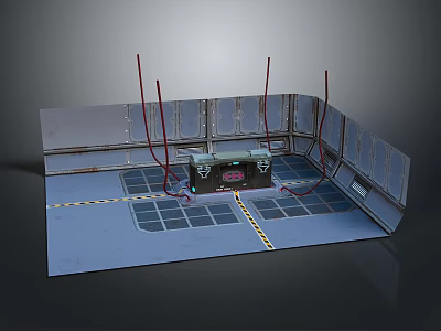 Modern Industrial Platform With Control Panel Railing And Cables On Floor 3d model