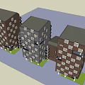 Modern Office Building Complex With Brown And Gray Facade And Multi Storey Design 3d model