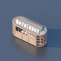 Modern Household Items Display Cabinet with Curved Design and Layered Shelves Storage