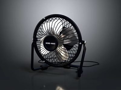 Renfull Black Computer Cooling Fan with Metal Mesh Grill for Desktop PC Use 3d model