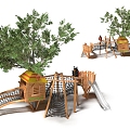 Tree House Platform Tree House Nature Combination Forest Paradise Sightseeing Tower Sightseeing Deck Customized Paradise Amusement Park Children's Amusement Park Playground Amusement Scoot Slide 3d model