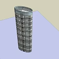 Modern Tall High Rise Building With Glass Curtain Facade And Multiple Floors