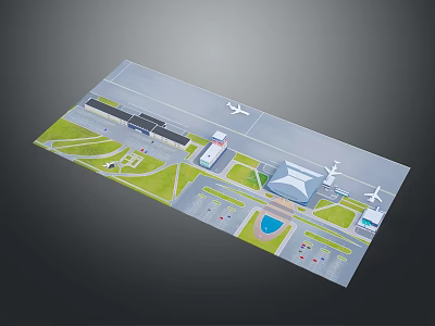 Futuristic Sci Fi Aviation Scene With Sleek Runways Levitating Aircraft And Smart Terminals 3d model