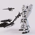 White Gray Gundam Model With Complex Weaponry And Mechanical Armor Details 3d model