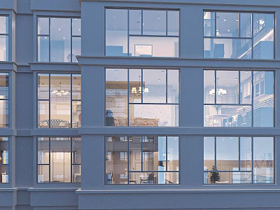 Modern Residential Building With Large Glass Windows And Multi Storey Exterior Design 3d model