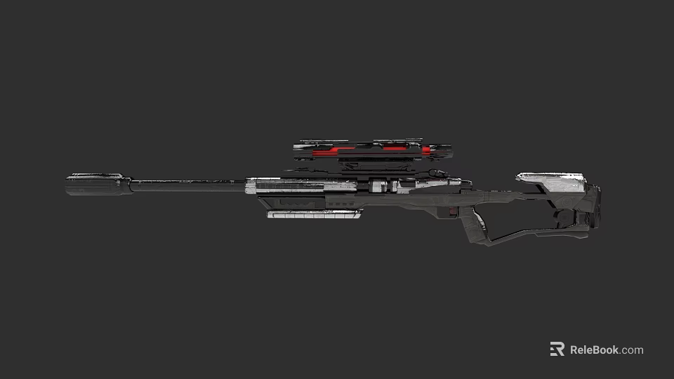 Modern Tactical Weapon Rifle With Red And Black Components And Advanced Design 3d model
