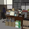 Organized Office Interior With Desk Chairs Filing Cabinets File Folders Cardboard Boxes And Potted Plant