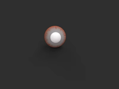 Detailed Human Eye with Red Iris and White Pupil on Black Background 3d model
