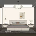 Cozy Modern Bedroom Interior Design With Soft Bed Chandelier Artwork And Area Rug