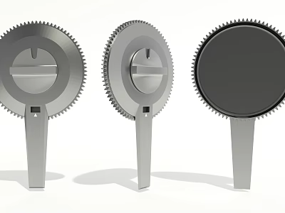 Stainless Steel Hardware Tools with Gear Edges and Metal Knobs in Industrial Design 3d model