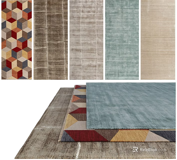 Square Rugs With Colorful Geometric Patterns And Modern Design Styles 3d model