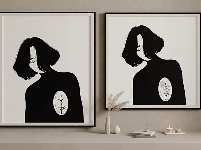 Art Decor Black White Portraits And Interior Accents 3d model